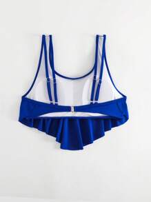 夏季纯色手帕下摆比基尼上衣 - 寶藍色 - 查看 2
