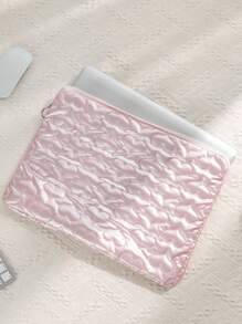 1pc Heart Pattern PU Laptop Bag - Pink - View 1