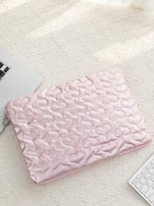 1pc Heart Pattern PU Laptop Bag - Pink - View 2