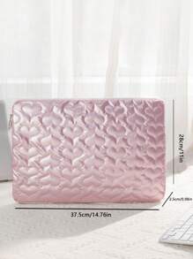 1pc Heart Pattern PU Laptop Bag - Pink - View 4
