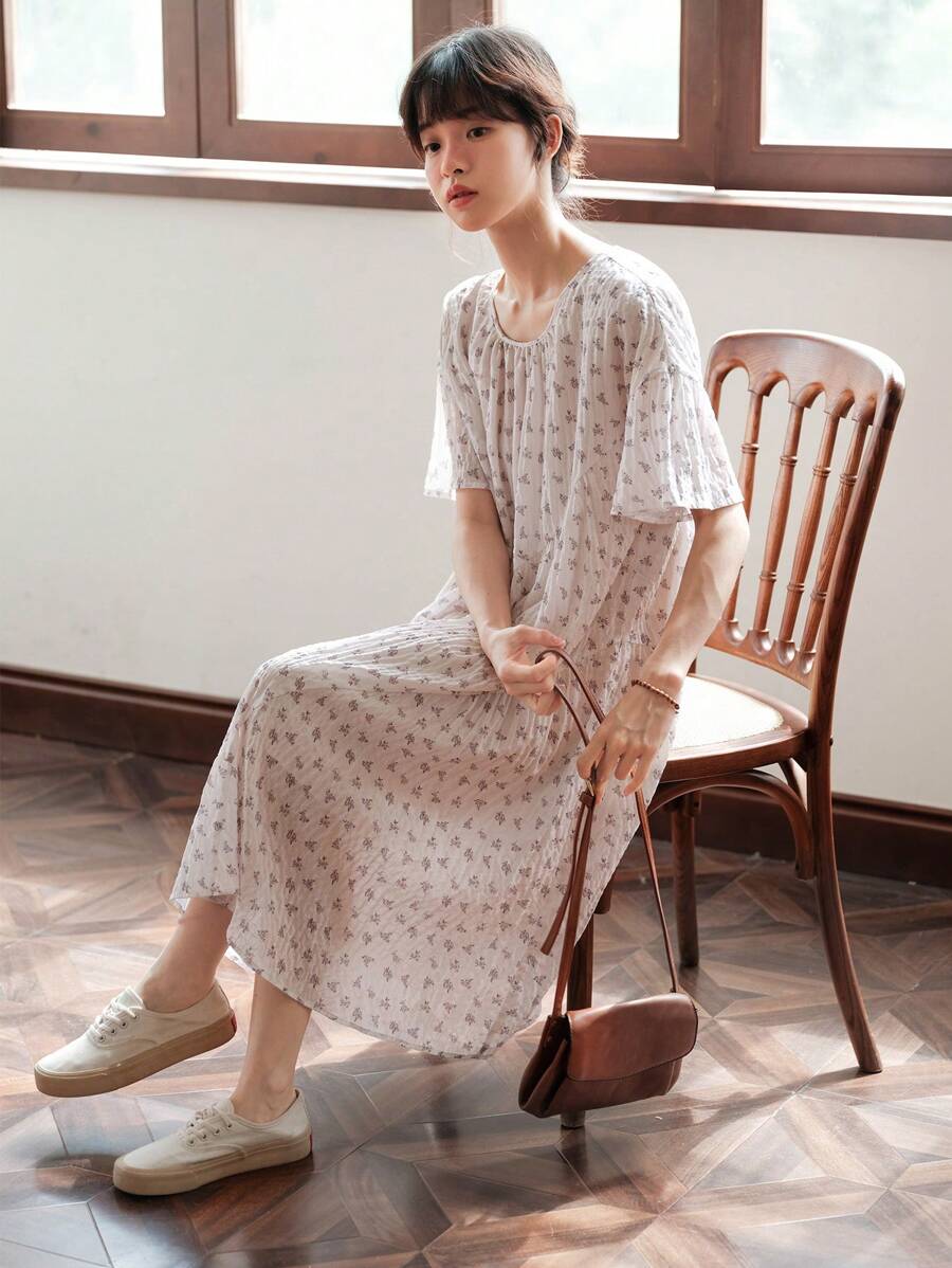 DAZY 碎花荷葉邊娃娃裙 - 彩色 - 查看 1