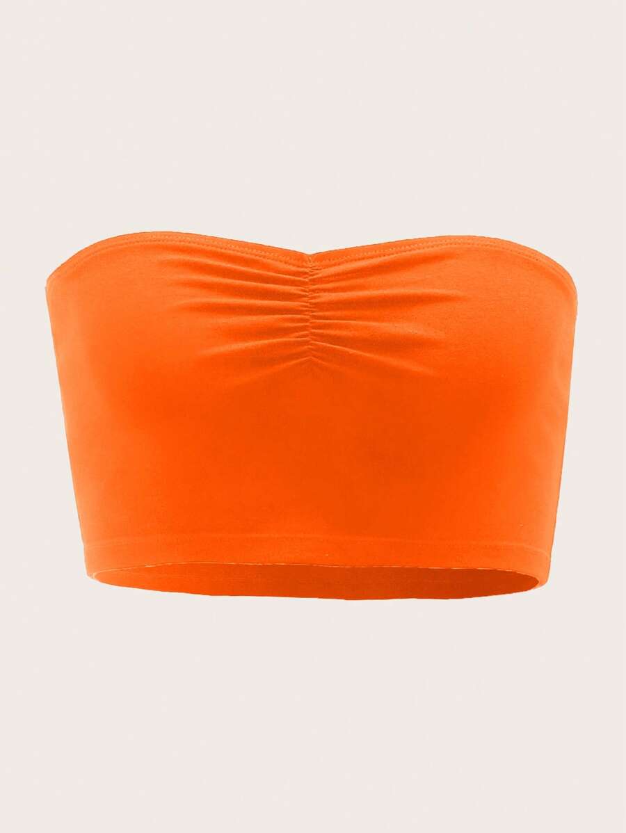 SHEIN EZwear áo nữ kích thước lớn Xù màu trơn Giải trí - trái cam - Xem 1