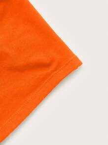 SHEIN EZwear áo nữ kích thước lớn Xù màu trơn Giải trí - trái cam - Xem 3