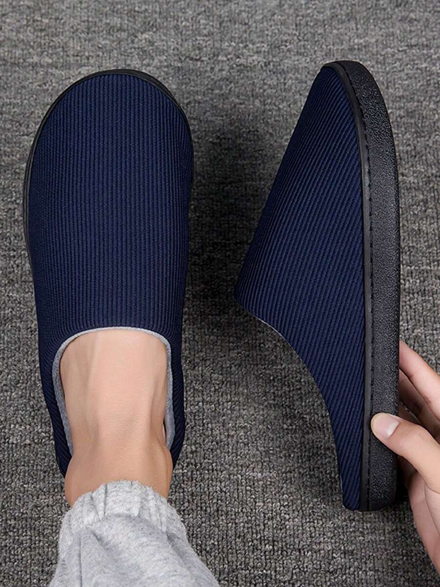 時尚臥室拖鞋適用於男士織物一腳蹬家居拖鞋 - 藍色 - 查看 1