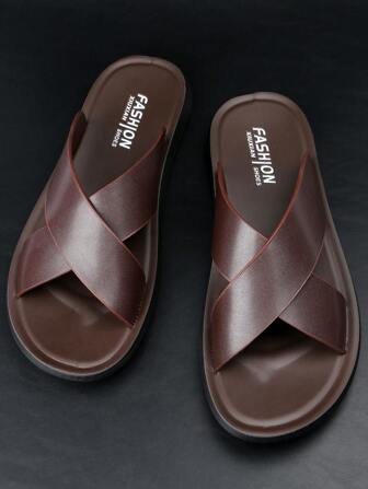 時尚拖鞋適用於男士字母圖案交叉帶拖鞋