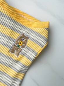 1入組條紋印花寵物背心適用於狗狗和貓適合夏天 - 彩色 - 查看 4