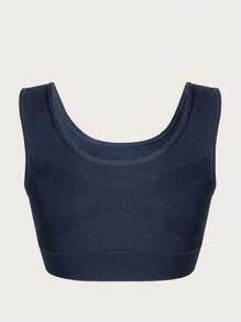 Plus Size Navy Blue Medium Stretch Fabric Sports Bra