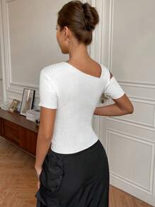 SHEIN Privé Damskie Topy Dzianinowe Asymetryczny Prążkowana Dzianina Prosty Casual