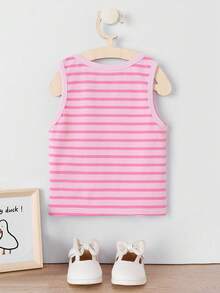 SHEIN Girls Striped Print Tank Top - Multicolor - View 2
