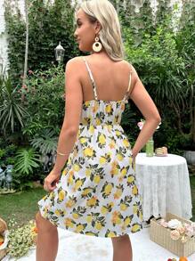 SHEIN 孕婦1入組可調整肩帶檸檬圖案哺乳吊帶連衣裙 - 彩色 - 查看 2