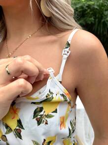 SHEIN 孕婦1入組可調整肩帶檸檬圖案哺乳吊帶連衣裙 - 彩色 - 查看 5