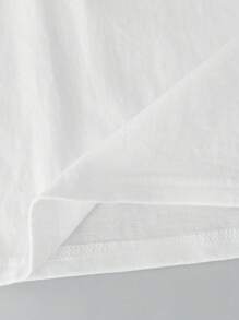 SHEIN Young Girl Toddler Girls Solid V Neck Tee - White - View 3