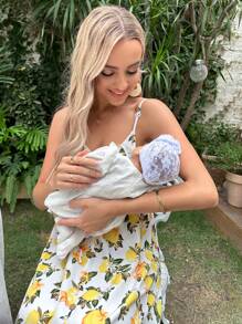 SHEIN 孕婦1入組可調整肩帶檸檬圖案哺乳吊帶連衣裙 - 彩色 - 查看 8