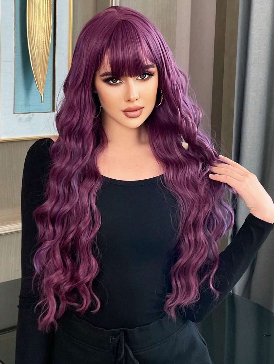 超長卷人造假髮帶劉海 - 彩色 - 查看 1