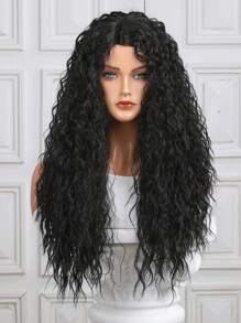 HAIRCUBE WIGS 女式黑色 T 形蕾絲假髮時尚長波浪合成蕾絲假髮 13*4*1 - 黑色 - 查看 6