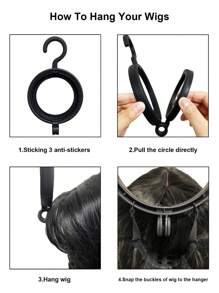 2pcs Wall Mount Wig Holder Stands - Black - View 3