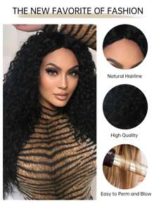 HAIRCUBE WIGS 女式黑色 T 形蕾絲假髮時尚長波浪合成蕾絲假髮 13*4*1 - 黑色 - 查看 7