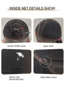 HAIRCUBE WIGS 女式黑色 T 形蕾絲假髮時尚長波浪合成蕾絲假髮 13*4*1 - 黑色 - 查看 8