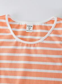 SHEIN 女孩條紋印花背心上衣 - 橘色 - 查看 4