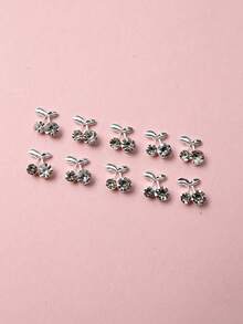 水鑽櫻桃設計美甲裝飾，10 件水鑽珠寶美甲吊飾適用於指甲設計 DIY 工藝品 - 無色 - 查看 5