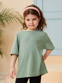 SHEIN Tops con gái lớn Hoa Loại bướm Giải trí - Màu xanh Bạc hà - Xem 2