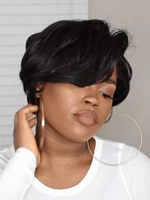 Pelucas Cortas Negras Bob Wave Straight Diy - Negro - Ver 1