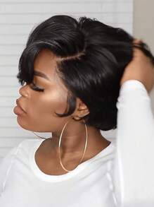 Pelucas Cortas Negras Bob Wave Straight Diy - Negro - Ver 4