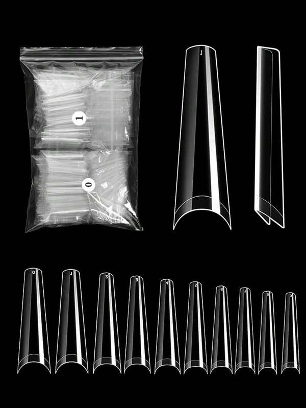 Elevate Your Style With 240pcs Long Coffin Clear Half Cover Fake Nail