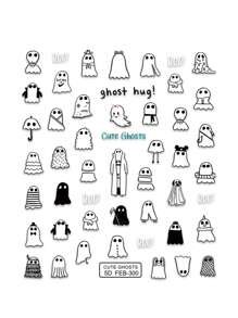1sheet Halloween Cute Ghost Pattern Nail Art Sticker 3D Self-Adhesive Nail Decal For Women Halloween DIY Nail Supplies Decor Nails - Multicolor - View 2