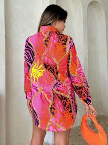 SHEIN SXY 1pc Tropical Print Drop Shoulder Shirt - Multicolor - View 2