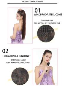 長款直筒馬尾合成纖維接髮 - Dark Brown - 查看 5