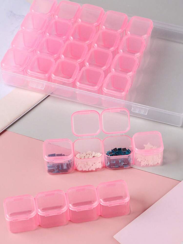 FULL BEAUTY Makeup Storage Box,1Pc 28-Grid Empty Nail Art Decoration Storage Box Holder Case Organizer Case,Room,Home,Bedroom,Bathroom,House,Pink Room,Living Room Decor,Travel Stuff,Gift Bag,Gifts For Mom,Dad,Men,Friends,Teacher,Birthday,Wedding,Desk,Shelves,Accessories,Gift Boxes,Funny Gift,Storage