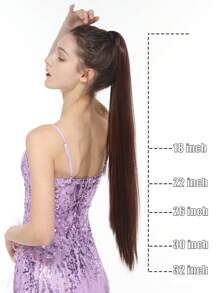 長款直筒馬尾合成纖維接髮 - 黑色 - 查看 3