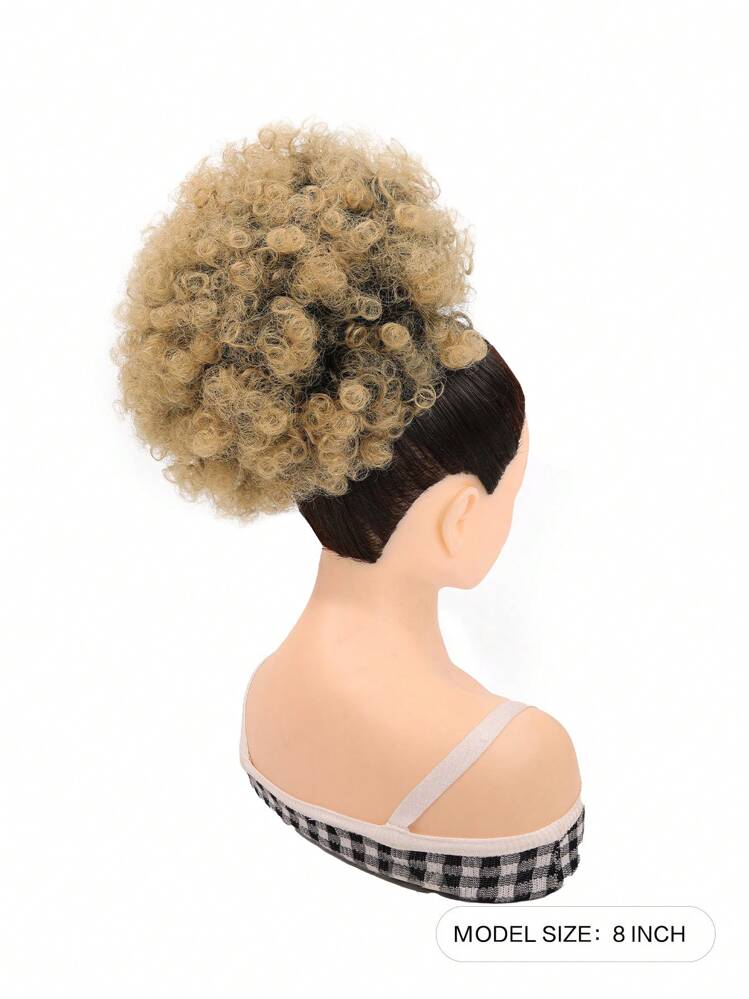 Extensión de cola de caballo afro con cordón para mujeres, peluca de cola de caballo corta sintética de color ombre marrón T1B/27# para cabello natural, cola de caballo rizada con cordón y moño (Mediano, Grande, Extra Grande) - Multicolor - Añade 2