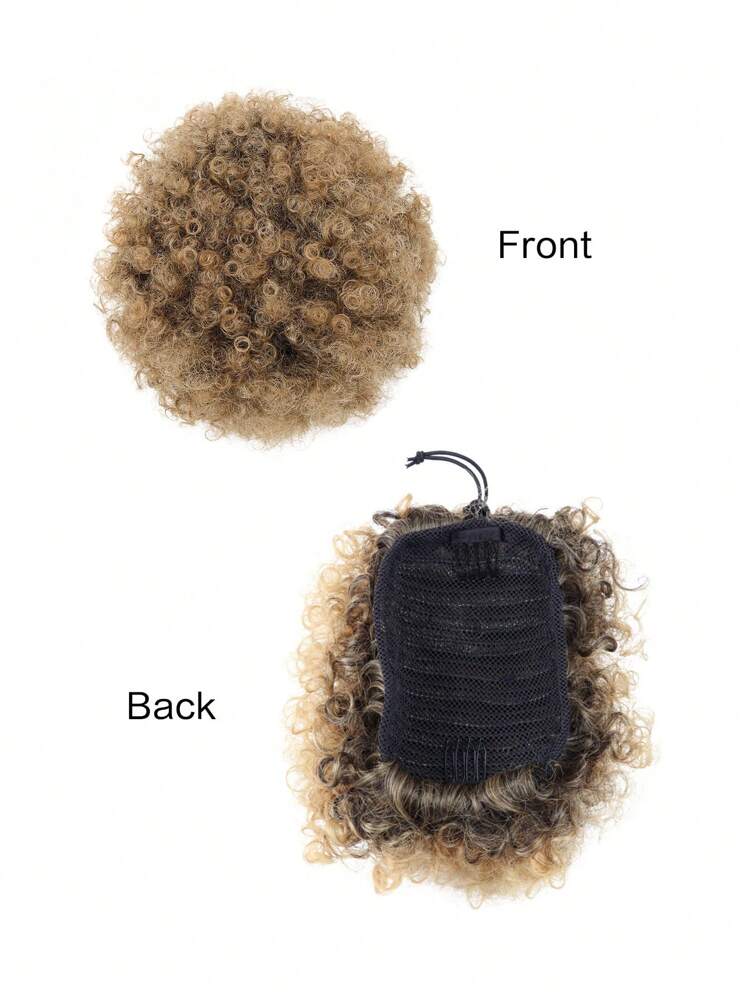 Extensión de cola de caballo afro con cordón para mujeres, peluca de cola de caballo corta sintética de color ombre marrón T1B/27# para cabello natural, cola de caballo rizada con cordón y moño (Mediano, Grande, Extra Grande) - Multicolor - Añade 6
