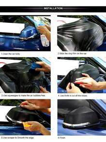 1PC Black Carbon Fiber Vinyl Wrap 10cm X 150cm - 6D Glossy Finish Universal Car Styling Film With High Flexibility | Car Accessories, Auto Exterior Styling, Car Wrap Vinyl, Carbon Fiber DIY, Vehicle Modification, Adhesive Car Film - Black - View 8