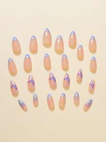 Nâng cấp vẻ ngoài của bạn với 24 chiếc Bộ móng tay giả họa tiết bướm hạnh nhân dài - Nhiều màu - Xem 5