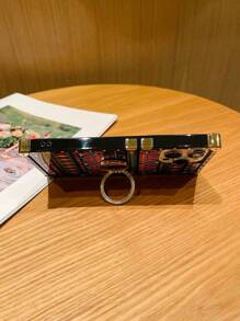 Geometric Pattern Anti-slip Phone Case With Ring Holder - Multicolor - View 5