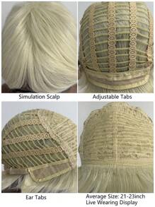 短卷人造假髮帶劉海 - 金色 - 查看 6