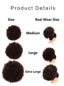شعر مستعار أفرو متموج مذنب التمديد بخيط تسحب، شعر صناعي قصير أفرو متموج ذو جودة عالية لون بني متوسط رقم 4 لامتداد الذيل للشعر الطبيعي، ذيل قصير منموج متصل بخيط تسحب (متوسط، كبير، إكسترا لارج)
