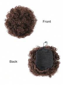 شعر مستعار أفرو متموج مذنب التمديد بخيط تسحب، شعر صناعي قصير أفرو متموج ذو جودة عالية لون بني متوسط رقم 4 لامتداد الذيل للشعر الطبيعي، ذيل قصير منموج متصل بخيط تسحب (متوسط، كبير، إكسترا لارج)