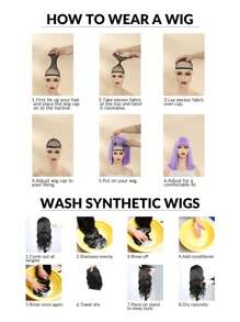 超長卷人造假髮帶劉海 - 酒紅色 - 查看 6