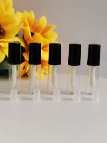 5 Peças Mini 1.2Ml Plástico Preto Brilho Labial Tubo Garrafas , Fofo Esmalte Labial Frascos Cosmético Embalagem Recipiente Para Viajando
