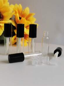 5 Peças Mini 1.2Ml Plástico Preto Brilho Labial Tubo Garrafas , Fofo Esmalte Labial Frascos Cosmético Embalagem Recipiente Para Viajando