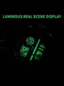 SANDA 1 Miếng Đen TPU Dây đeo Đúng mốt 24 giờ Chống nước Tròn Quay số Đồng hồ Kỹ thuật số , Để Trang Trí Hàng Ngày - màu đen - Xem 5