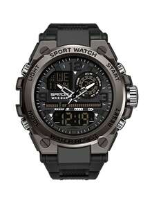 SANDA 1 Miếng Đen TPU Dây đeo Đúng mốt 24 giờ Chống nước Tròn Quay số Đồng hồ Kỹ thuật số , Để Trang Trí Hàng Ngày - màu đen - Xem 6