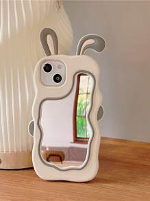 3D Cute Cartoon Rabbit Mirror Makeup Mirror, Shockproof Silicone Phone Case Compatible With Apple IPhone 6s/7/8/XS/11/12/13/14 Pro Max/Mini, Soft Shell, Elegant