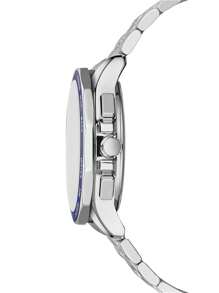 Hombres Reloj cuarzo con fecha de esfera triple - Plateado - Ver 3