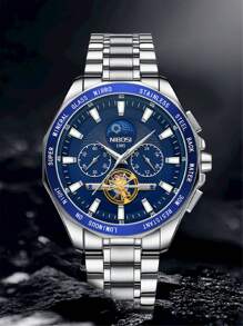 Hombres Reloj cuarzo con fecha de esfera triple - Plateado - Ver 5