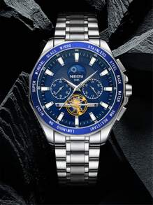 Hombres Reloj cuarzo con fecha de esfera triple - Plateado - Ver 6